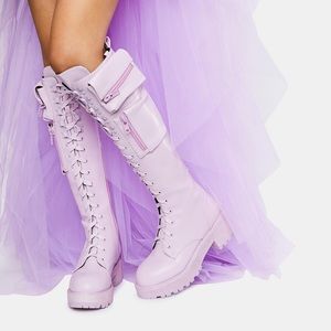 Brand New Dolls Kill Size 8 Lilac Obsidian Boots